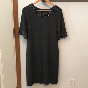 Cashmere Bloomingdale’s gray dress 100% Cashmere beaded around neckline,…